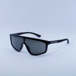 Gucci GG1736S 001 Sunglasses Black Shield Frame, Grey Lenses